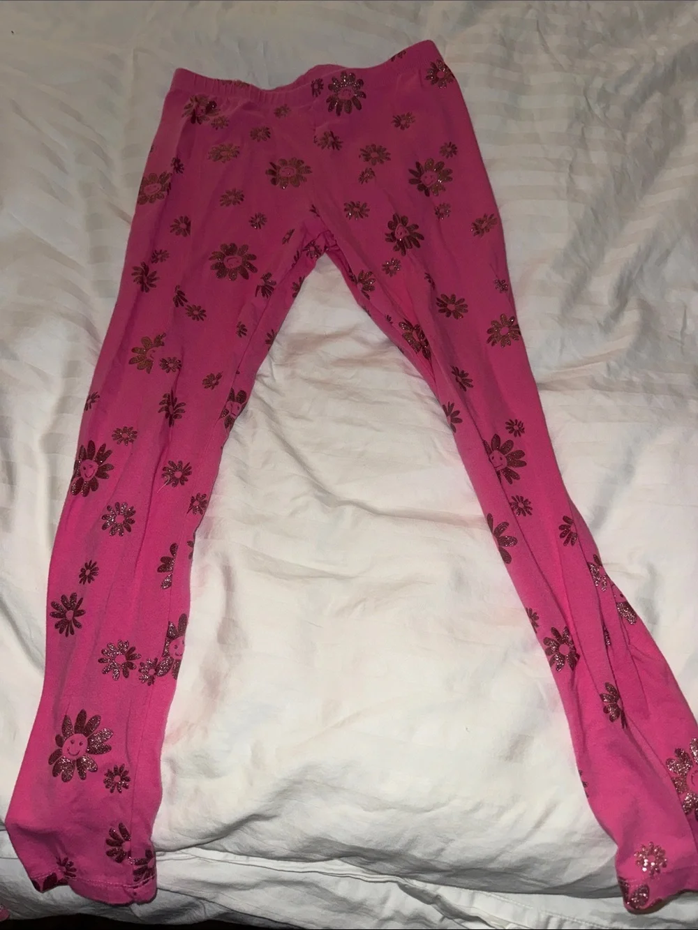 The Children's Place Hot Pink Floral Glitter Leggings